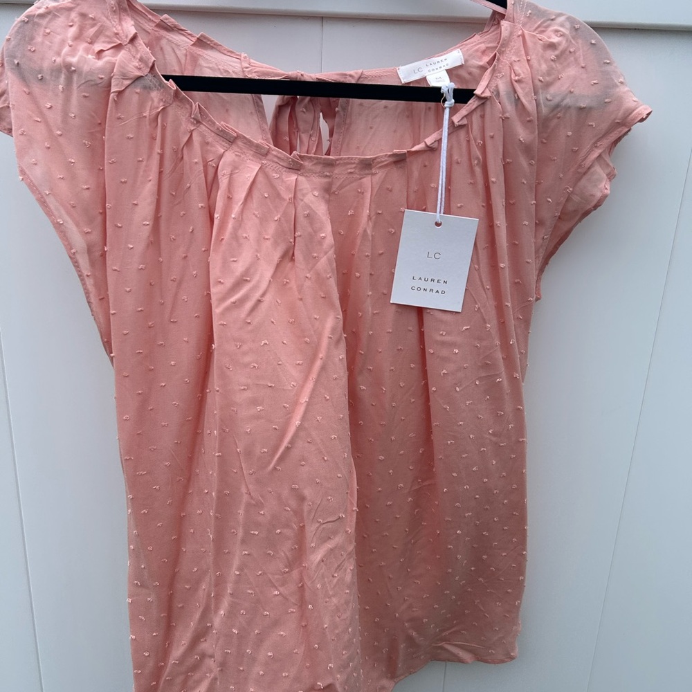 LC Lauren Conrad Pink Puff Sleeve Blouse